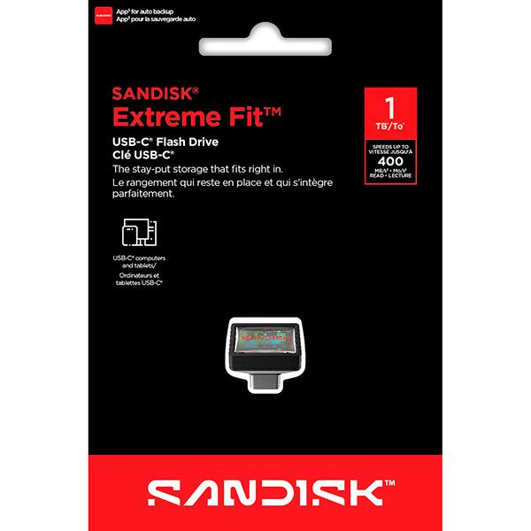 Pen Drive 1TB USB-C, Extreme Fit, Preto, SDCZ530, SanDisk - BT 1 UN Pen Drive 1TB USB-C, Extreme Fit, Preto, SDCZ530, SanDisk - BT 1 UN