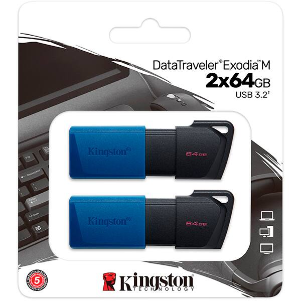 Pen Drive 64GB USB 3.2 exodia pt/az DTXM/64GB Kingston BT 2 UN