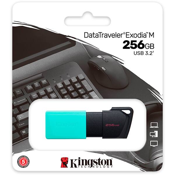 Pen Drive 256GB USB 3.2, Exodia, Preto e Verde, DTXM/256GB, Kingston - BT 1 UN