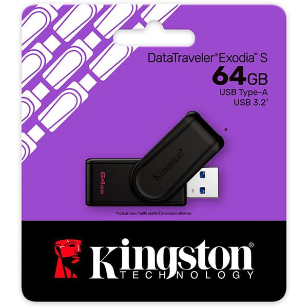 Pen Drive 64GB USB 3.2, Exodia, Preto, DTXS64GB, Kingston - BT 1 UN Pen Drive 64GB USB 3.2, Exodia, Preto, DTXS64GB, Kingston - BT 1 UN