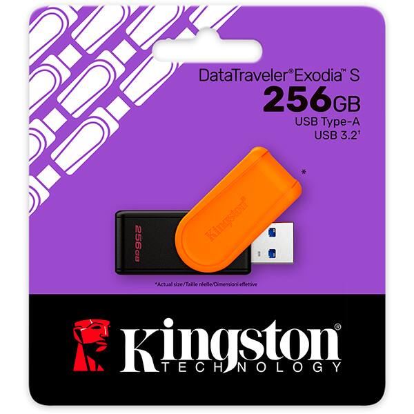 Pen Drive256GB USB 3.2, Exodia, Preto e Laranja, DTXS/526GB, Kingston - BT 1 UN