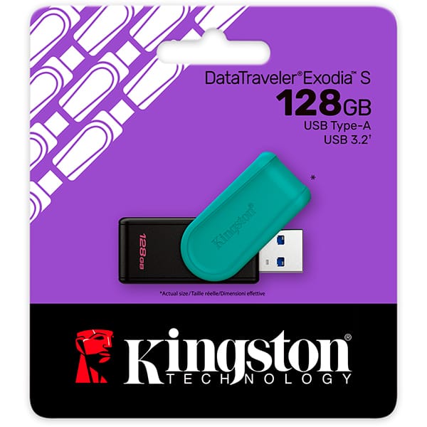 Pen Drive 128GB USB 3.2, Exodia, Preto e Turquesa, DTXS/128GB, Kingston - BT 1 UN Pen Drive 128GB USB 3.2, Exodia, Preto e Turquesa, DTXS/128GB, Kingston - BT 1 UN