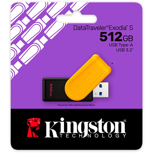 Pen Drive 512GB USB 3.2, Exodia, Preto e Amarelo, DTXS/512GB, Kingston - BT 1 UN Pen Drive 512GB USB 3.2, Exodia, Preto e Amarelo, DTXS/512GB, Kingston - BT 1 UN