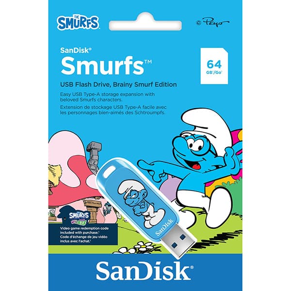 Pen Drive 64GB, USB 3.2, Smurf Gênio, SDCZISG4, SanDisk - BT 1 UN