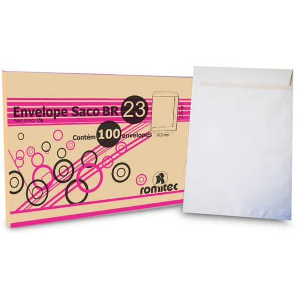 Envelope saco kraft branco 75gr 162x229 br-23 140 Romitec CX 100 UN