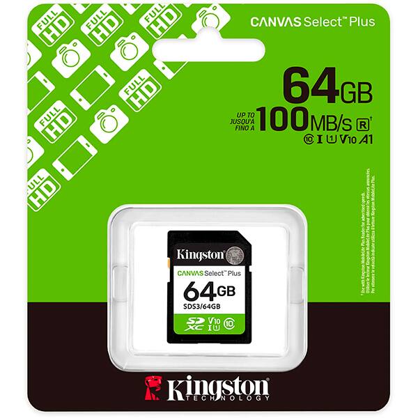 Cartão de memória SD 64gb Classe 10 SDS3/64GB Kingston BT 1 UN Cartão de memória SD 64gb Classe 10 SDS3/64GB Kingston BT 1 UN
