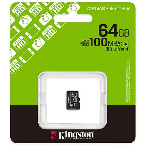Cartão de Memória microSD com adaptador Select Plus, 64GB, Kingston - BT 1 UN Cartão de Memória microSD com adaptador Select Plus, 64GB, Kingston - BT 1 UN