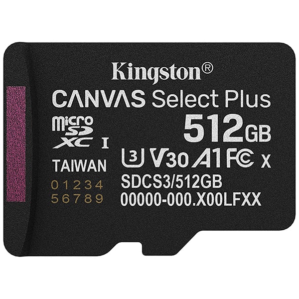 Cartão de memória microSD 512 GB, Canvas Select Plus, SDCS3, Kingston - BT 1 UN