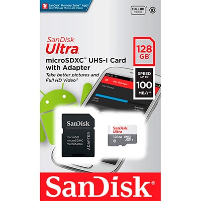 Cartão de memória micro SD 128GB Ultra classe 10 SDSQUNR SanDisk BT 1 UN