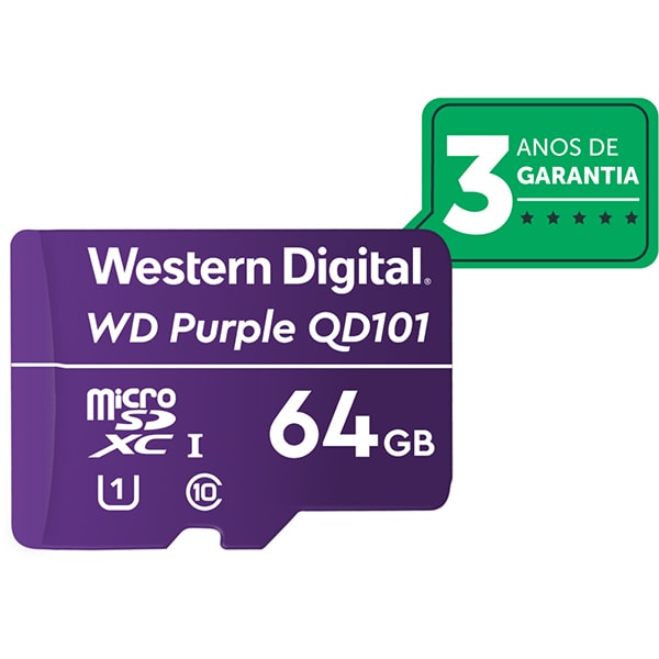 Cartão de memória micro SD, 64GB, 32TBW, Purple, 4600163, Western Digital - CX 1 UN