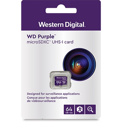 Cartão de memória micro SD, 64GB, 32TBW, Purple, 4600163, Western Digital - CX 1 UN