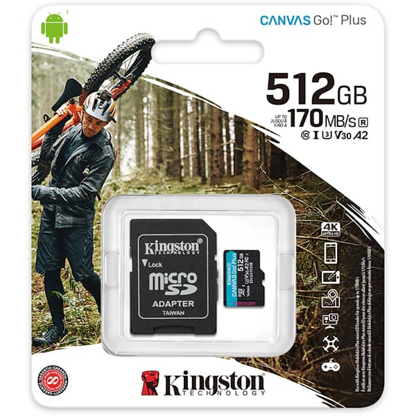 Cartão de Memória microSD Canvas Go! Plus, 512GB, Kingston - BT 1 UN