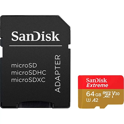 Cartão de memória micro SD 64gb, com adaptador, A2, SDSQXAH, SanDisk - BT 1 UN BT 1 UN