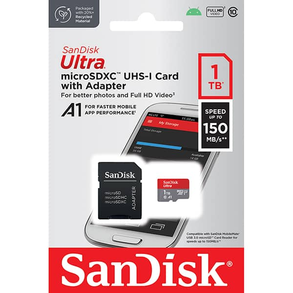 Cartão de memória micro SD 1TB, com adaptador, SDSQUAC, SanDisk - BT 1 UN