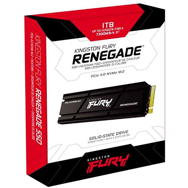 SSD 1 TB Fury Renegade M.2 2280 PCIe  4.0 NVMe, Leitura 7300MB/s Gravação 6000MB/S, SFYRSK/100, Kingston - BT 1 UN