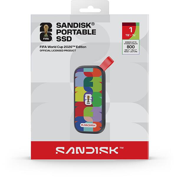 SSD externo portátil 1TB, USB, Fifa World Cup 2026, SDSSDE30F-1T00-G25, SanDisk - CX 1 UN