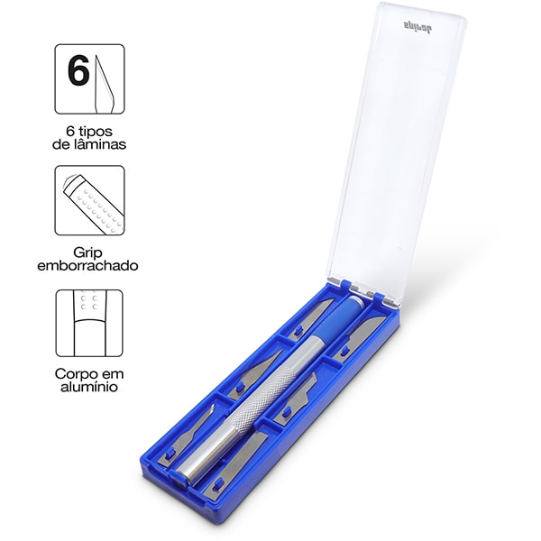 Kit estilete de precisão com 6 lâminas, Spiral - BT 6 UN