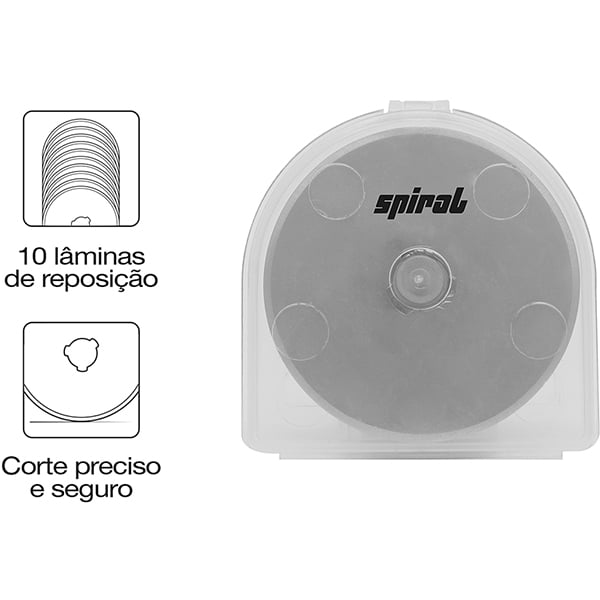 Lâmina para Estilete Circular 45mm em Aço Carbono Spiral - BT 10 UN