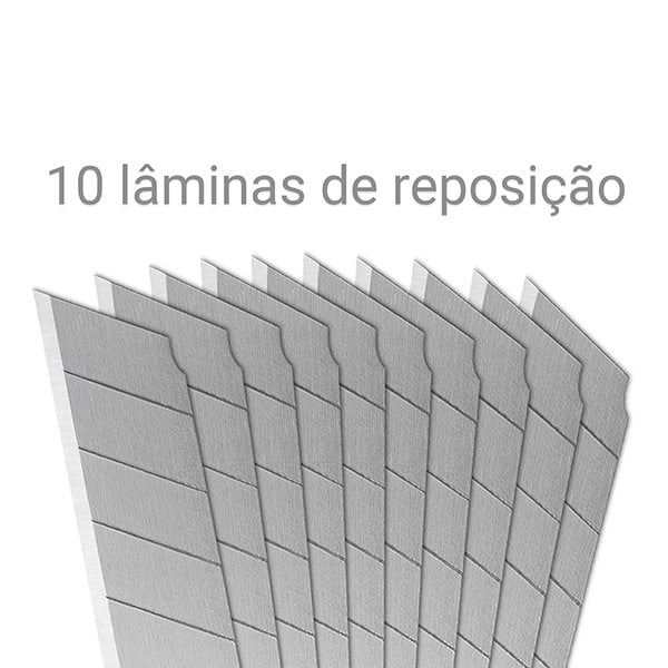 Lâmina para Estilete Estreito 9mm em Aço Carbono Spiral - BT 10 UN