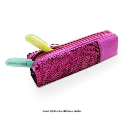 Estojo escolar pvc rosa paetê A2246 Spiral PT 1 UN Estojo escolar pvc rosa paetê A2246 Spiral PT 1 UN