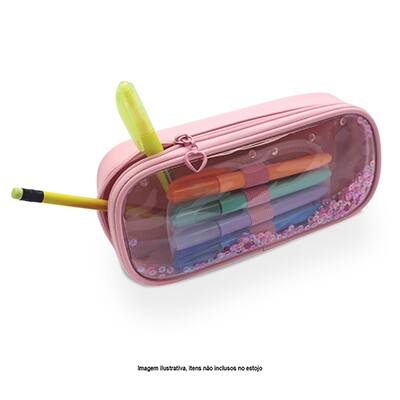 Estojo Escolar PVC Rosa, 6485, Spiral PT 1 UN