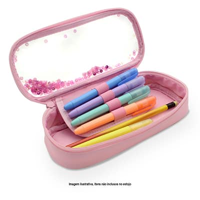 Estojo Escolar PVC Rosa, 6485, Spiral PT 1 UN