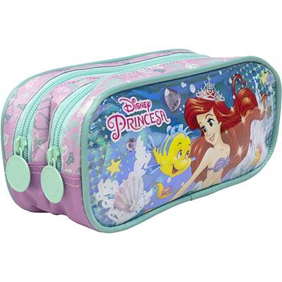 Estojo Escolar Poliéster Duplo, Princesas Disney, 11085, Xeryus - PT 1 UN