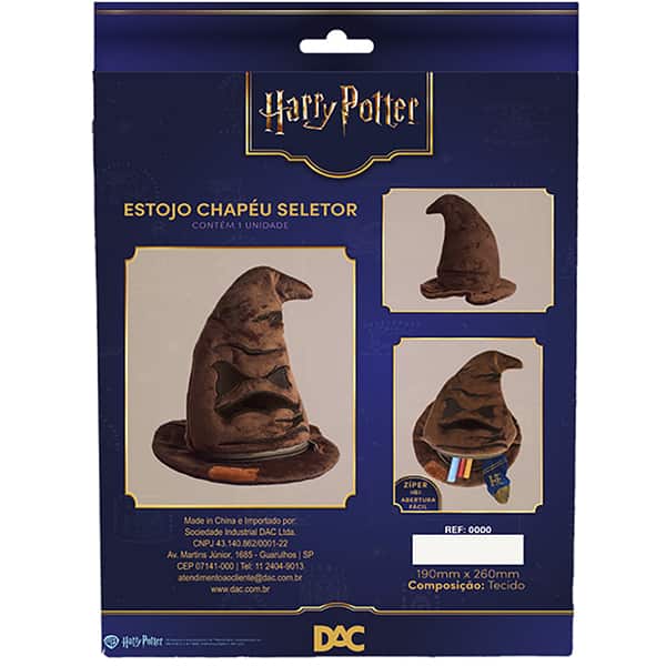 Estojo escolar em pelúcia Fluffy, Chapéu seletor, Harry Potter, DAC - PT 1 UN