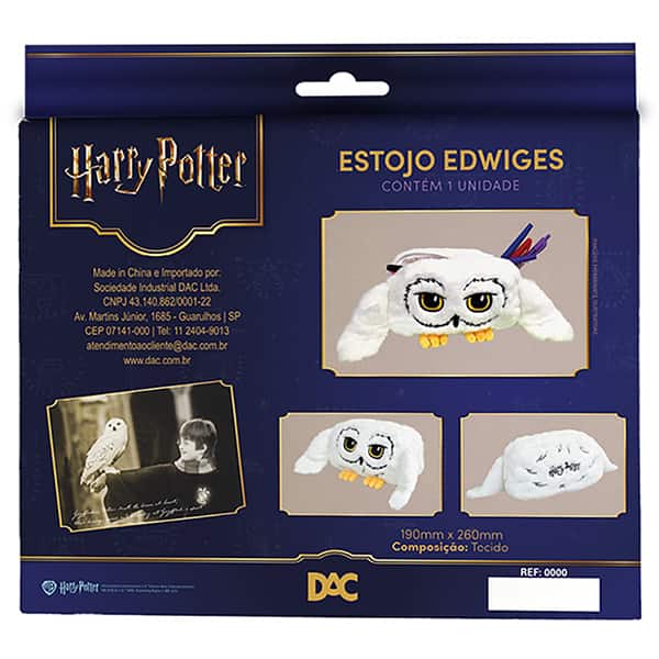 Estojo escolar em pelúcia Fluffy, Edwiges Harry Potter, 5332, DAC - PT 1 UN