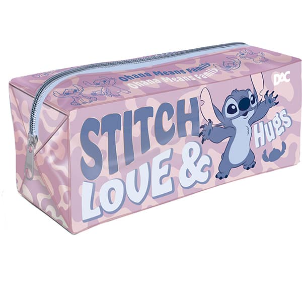 Estojo Escolar Stitch rosa em PVC, 4671, DAC - PT 1 UN