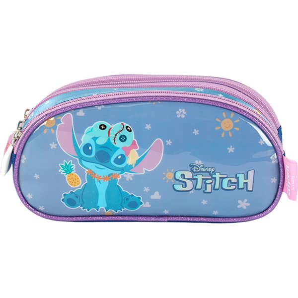 Estojo escolar em poliéster, Stitch, Violeta, EI42405SC2400U, Luxcel - PT 1 UN