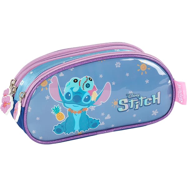 Estojo escolar em poliéster, Stitch, Violeta, EI42405SC2400U, Luxcel - PT 1 UN