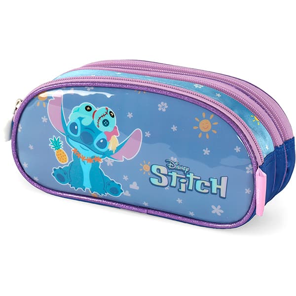 Estojo escolar em poliéster, Stitch, Violeta, EI42405SC2400U, Luxcel - PT 1 UN