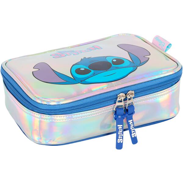 Estojo escolar em poliéster, Stitch, Prata, EI41684SC1, Luxcel - PT 1 UN