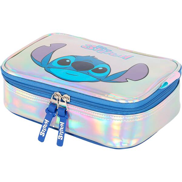 Estojo escolar em poliéster, Stitch, Prata, EI41684SC1, Luxcel - PT 1 UN