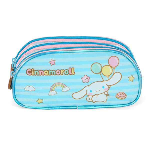 Estojo escolar em poliéster Hello Kitty e amigos, Cinnamoroll, Azul, Luxcel - PT 1 UN