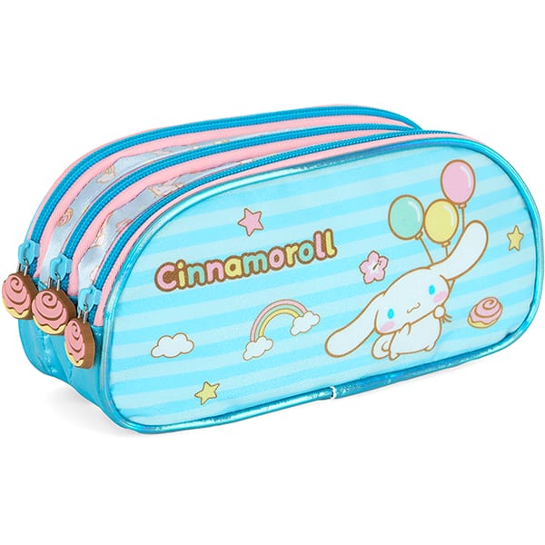 Estojo escolar em poliéster Hello Kitty e amigos, Cinnamoroll, Azul, Luxcel - PT 1 UN