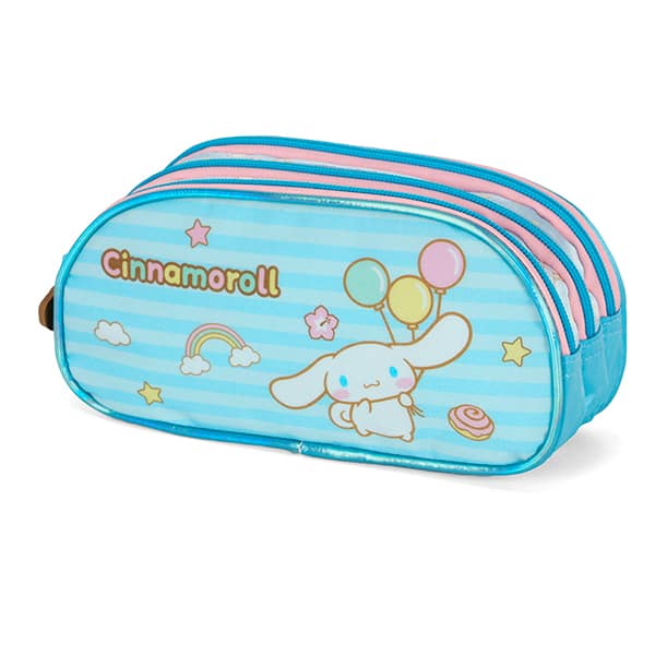 Estojo escolar em poliéster Hello Kitty e amigos, Cinnamoroll, Azul, Luxcel - PT 1 UN