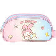 Estojo escolar triplo Hello Kitty e amigos, My Melody, Rosa, Luxcel - PT 1 UN