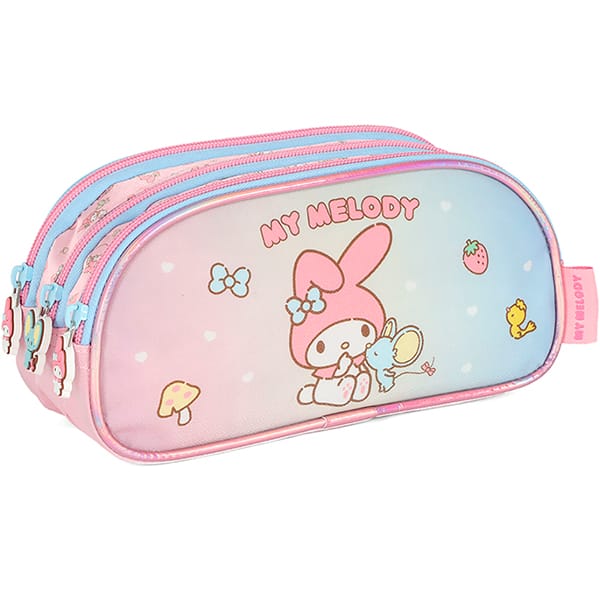 Estojo escolar triplo Hello Kitty e amigos, My Melody, Rosa, Luxcel - PT 1 UN Estojo escolar triplo Hello Kitty e amigos, My Melody, Rosa, Luxcel - PT 1 UN