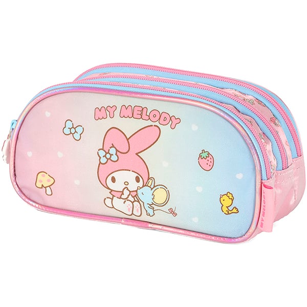 Estojo escolar triplo Hello Kitty e amigos, My Melody, Rosa, Luxcel - PT 1 UN Estojo escolar triplo Hello Kitty e amigos, My Melody, Rosa, Luxcel - PT 1 UN