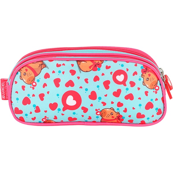 Estojo escolar duplo, Up4You Capivara, Rosa, Luxcel - PT 1 UN