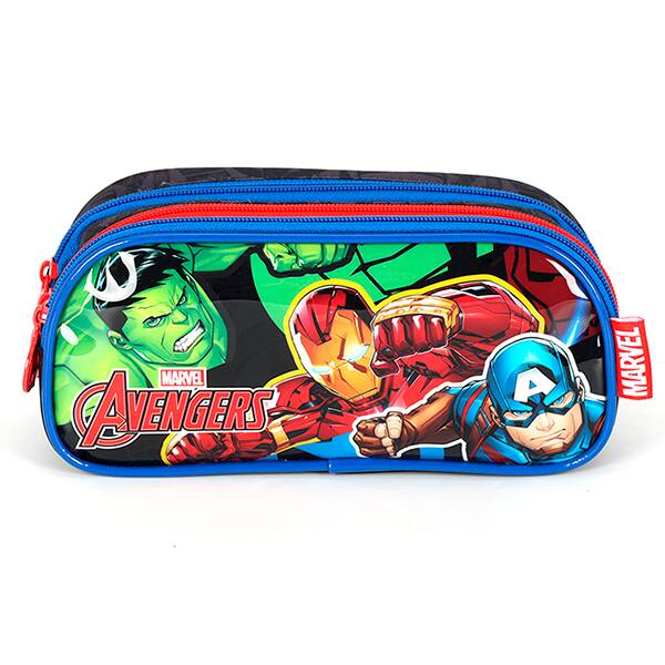Estojo escolar em poliéster Avengers, Azul, EI42355AG0, Luxcel - PT 1 UN