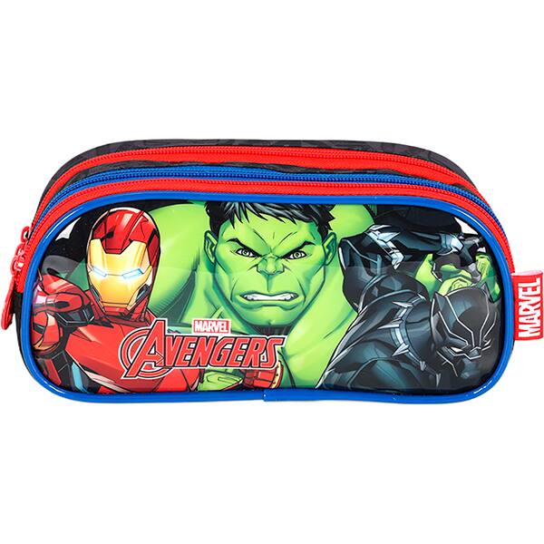 Estojo escolar em poliéster Avengers, Preto, EI42355AG0, Luxcel - PT 1 UN