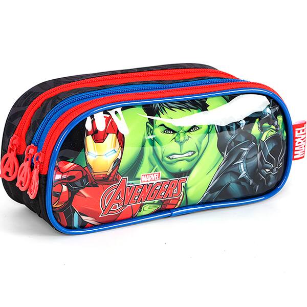 Estojo escolar em poliéster Avengers, Preto, EI42355AG0, Luxcel - PT 1 UN