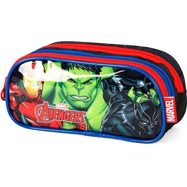 Estojo escolar em poliéster Avengers, Preto, EI42355AG0, Luxcel - PT 1 UN