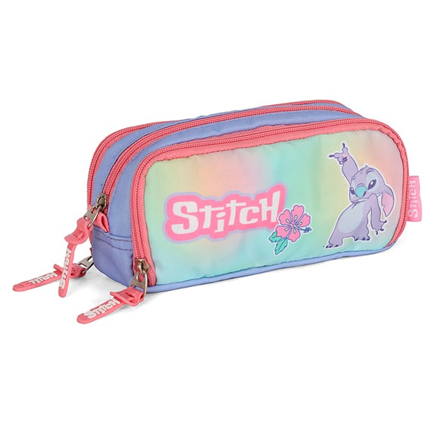 Estojo escolar triplo, Stitch, Rosa, Luxcel - PT 1 UN Estojo escolar triplo, Stitch, Rosa, Luxcel - PT 1 UN