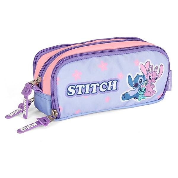 Estojo escolar triplo, Stitch Roxo, Luxcel - PT 1 UN Estojo escolar triplo, Stitch Roxo, Luxcel - PT 1 UN