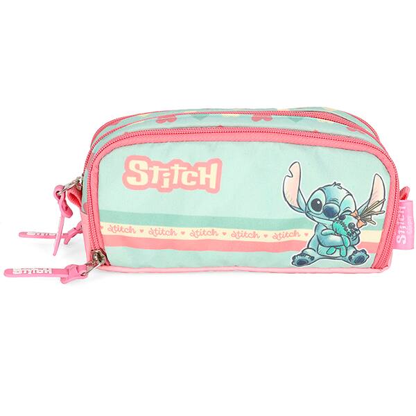 Estojo escolar triplo Stitch, Verde, Luxcel - PT 1 UN Estojo escolar triplo Stitch, Verde, Luxcel - PT 1 UN