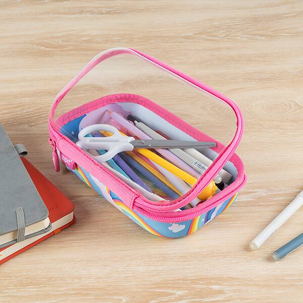 Estojo escolar EVA Clear Top, Arco-íris, CTSB-2, Zipit - PT 1 UN